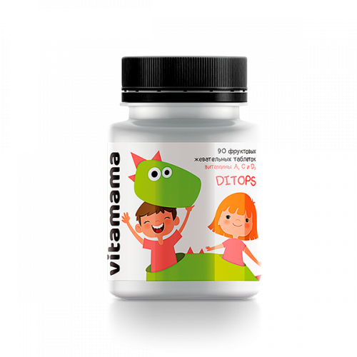 Плодови дъвчащи таблетки с витамини A, C и D Ditops - Vitamama 500929